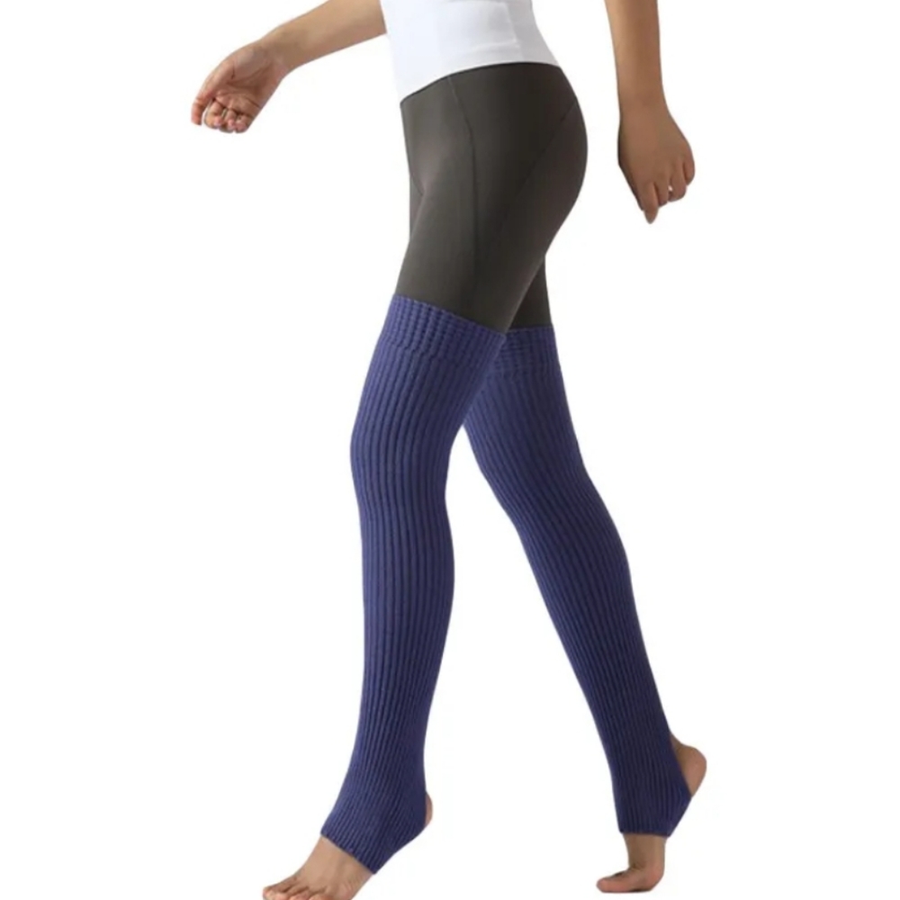 LAST PAIR LEGG WARMERS PURPLE THIGH HIGH RIBBED ACRYLIC